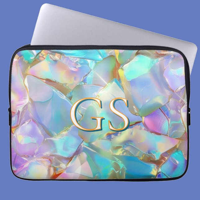 Großes Monogramm oder Name auf Opal Laptopschutzhülle (Von Creator hochgeladen)