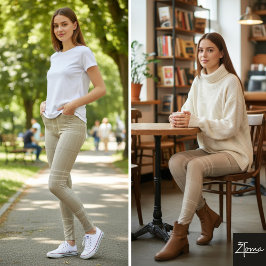 Großes neutrales helles Taupe-Wolltartan Leggings