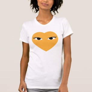 Grosses Niedliches Herz mit Augen auf weißem T Shi T-Shirt