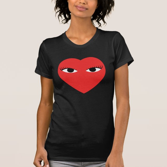 Grosses Niedliches Rotes Herz mit Eyes T Shirt (Vorderseite)