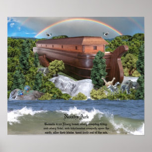 Großes Noahs Arche-Diorama-Glanz-Leinwand-Bild Poster