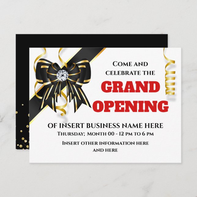 Großes Öffnen des goldfarbenen, roten Bugband   Ankündigungspostkarte (Vorne/Hinten)