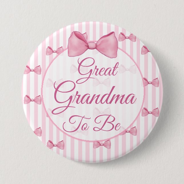 Großes Oma als Pink Bow Baby Showknopf Button (Vorderseite)