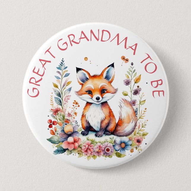 Großes Oma | Baby Fox Babydusche Button (Vorderseite)