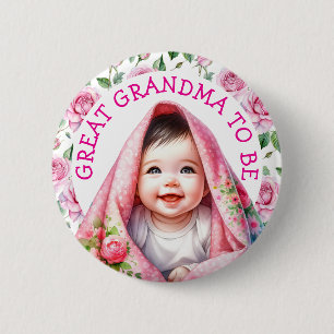 Großes Oma   Floral Baby Dusche Button