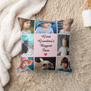Großes Oma Geschenk Custom 8 Foto Template Rosa Kissen