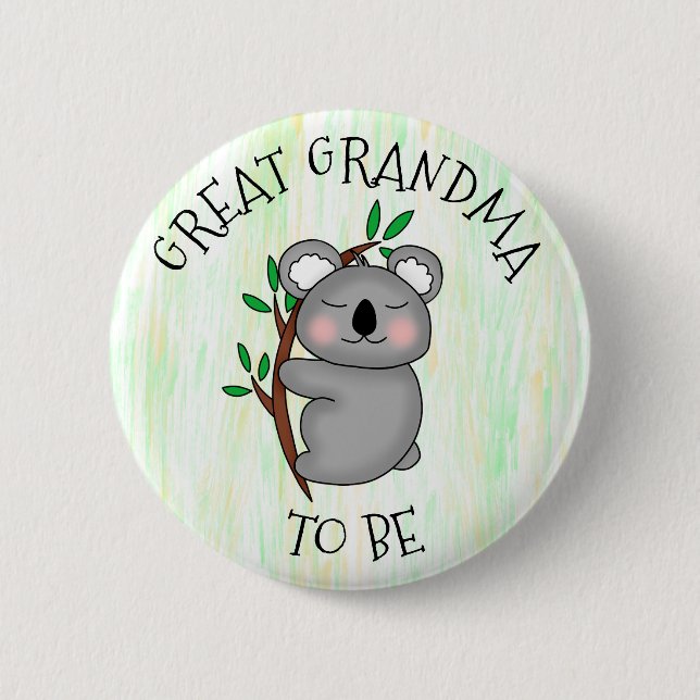 Großes Oma | Koala thematied Baby Dusche Button (Vorderseite)