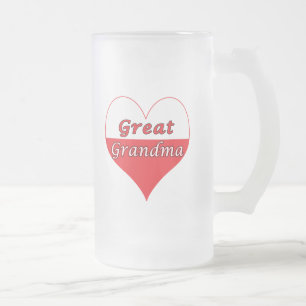 Großes Oma Polnisches Herz Mattglas Bierglas
