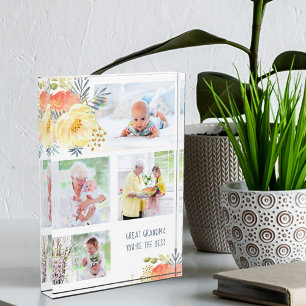 Großes Oma Sie sind die beste Pfirsichgelbe Flora Fotoblock