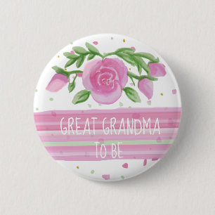 Großes Oma, um Aquarell-Rose Kinderdusche zu sein Button