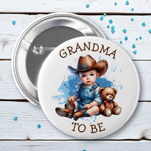 Großes Oma   Western Cowboy Babydusche Button