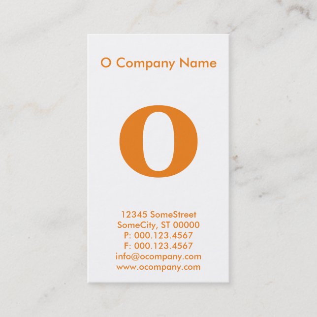 großes orange Monogramm Visitenkarte (Vorderseite)