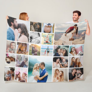 Grosses Personalisiertes 21-Foto Collage Fleece Bl