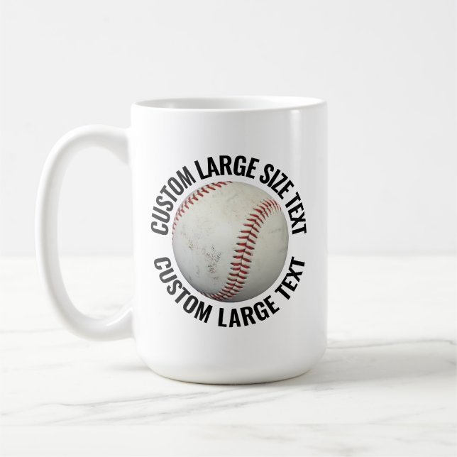 Großes Personalisiertes Text Baseball Bild 15oz Be Kaffeetasse (Links)
