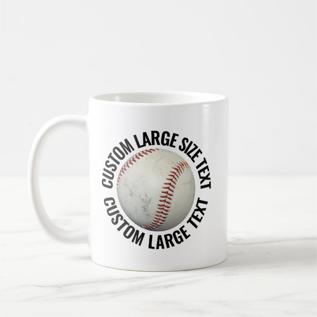 Großes Personalisiertes Text Baseball Bild Benutze Kaffeetasse (Links)