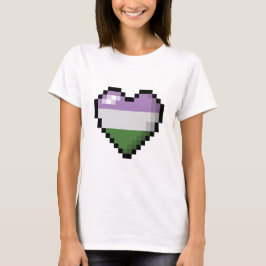 Großes Pixel Herzdesign im Genderqueer-Pride-Flag T-Shirt