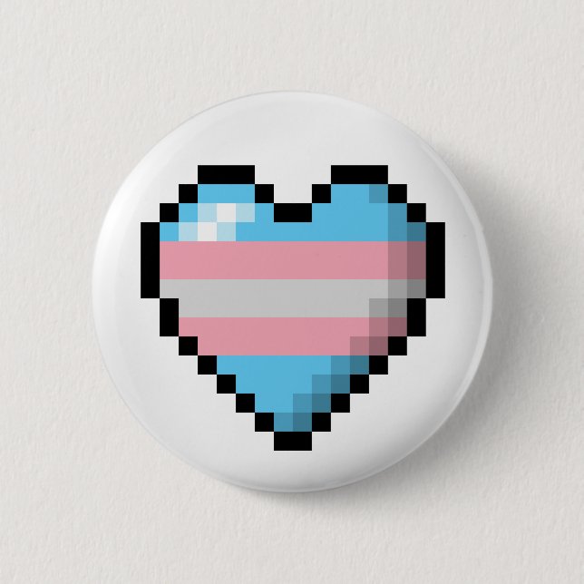 Großes Pixel Herzdesign im Transgender-Prix-Flag Button (Vorderseite)