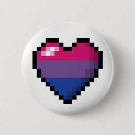 Großes Pixel Herzdesign in Bisexueller Stolperflag Button