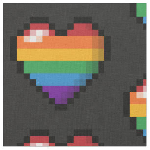 Großes Pixel Herzdesign in LGBTQ-Regenbogenfarben Stoff