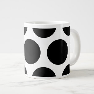 großes Polka-Dots-Muster: Schwarz und Weiß Jumbo-Tasse
