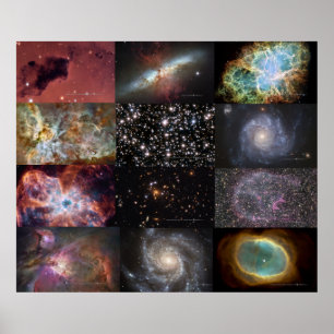 Großes Poster mit 12 Hubble Deep Sky Fotos