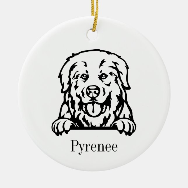 Großes Pyrenäenschmuck Keramik Ornament (Vorne)