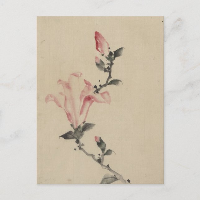 Grosses rosa Blossom auf einem Stem von Hokusai Postkarte (Vorderseite)