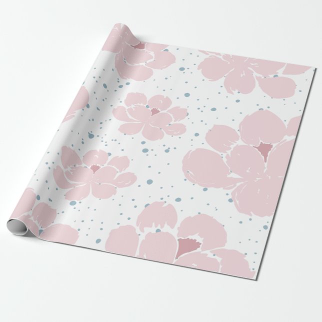 Grosses rosa Boho Trendfloral Wrapping Paper Geschenkpapier (Ungerollt)