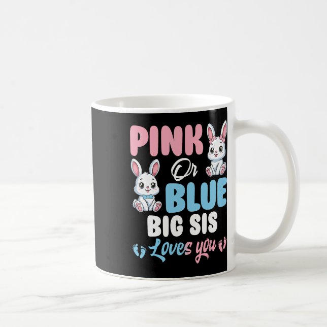 Großes rosa oder blaues Schwester-Häschen verrät d Kaffeetasse (Rechts)