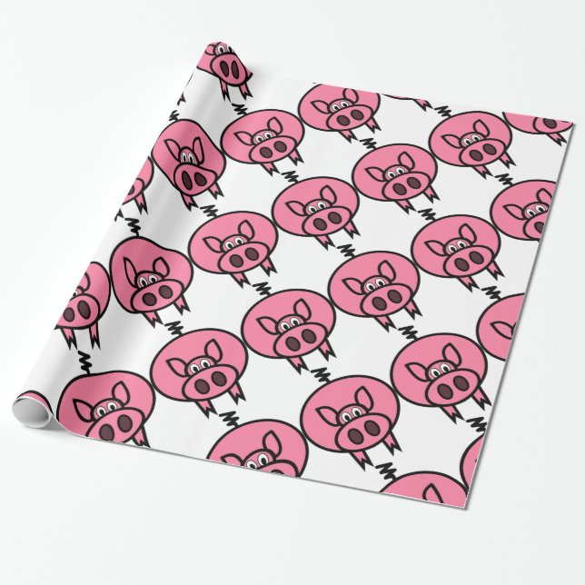 Großes rosa Schwein-Packpapier Geschenkpapier (Ungerollt)