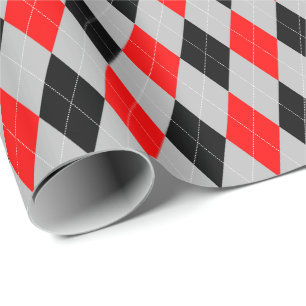 Großes Rot, Schwarz und Grau Argyle-Geschenkpapier Geschenkpapier