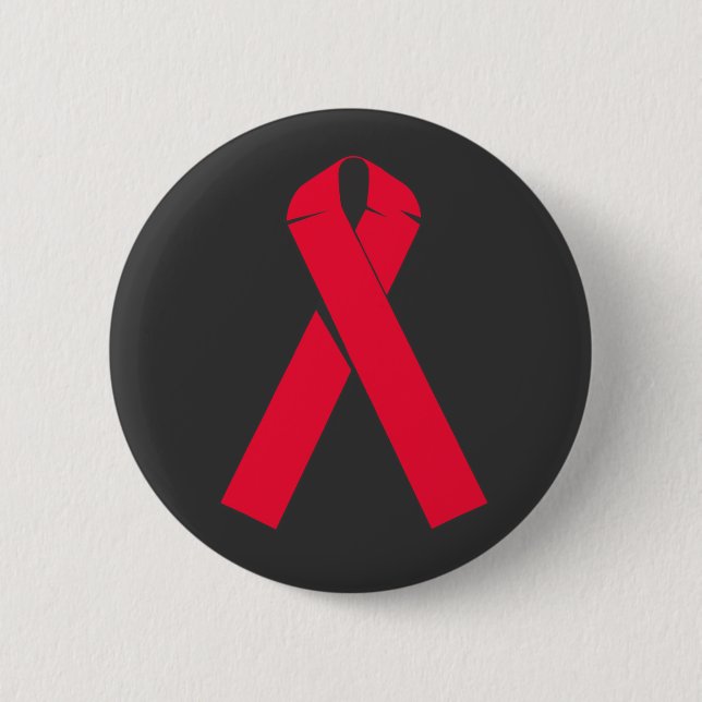 Großes rotes Band für AIDS Bewusstsein Button (Vorderseite)