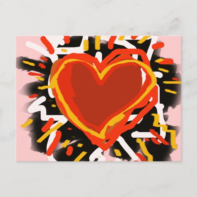 großes rotes Herz, Liebe Postkarte (Vorderseite)