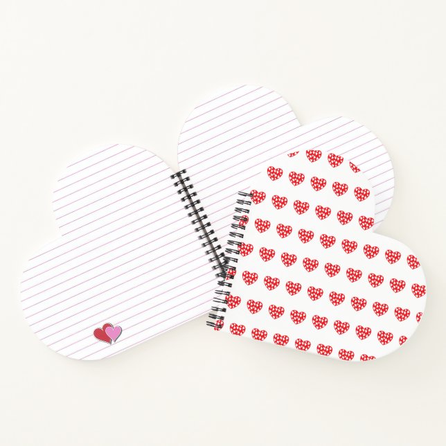 Grosses rotes Herz mit kleinen Herzen Notizbuch (Innenseite)