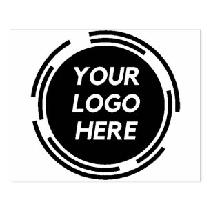 Großes, rundes Logo, schwarz Personalisiert Gummistempel
