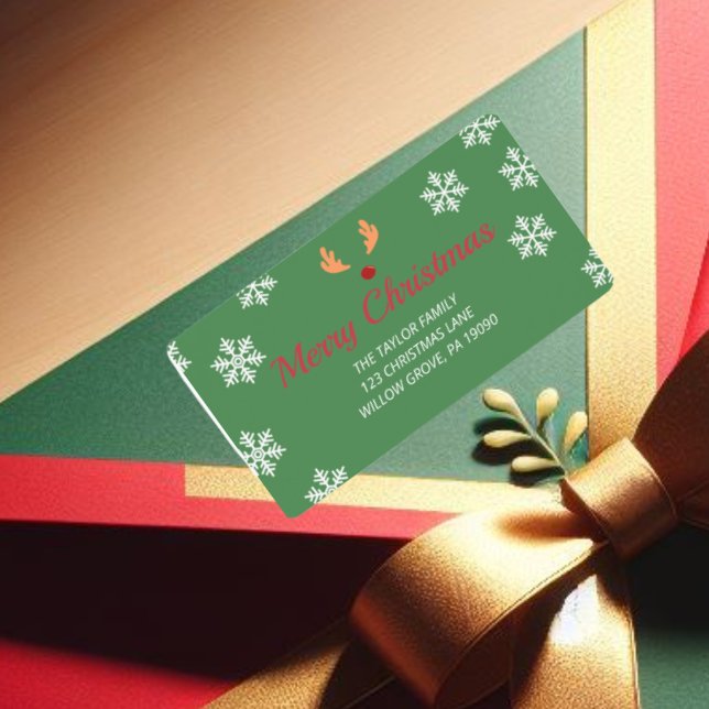 Grosses rustikales Schneeflocken-Weihnachtsschild Adressaufkleber (Von Creator hochgeladen)