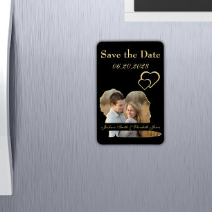 Grosses Schwarz-Gold-Hochzeitssemble-Foto Save the Magnet