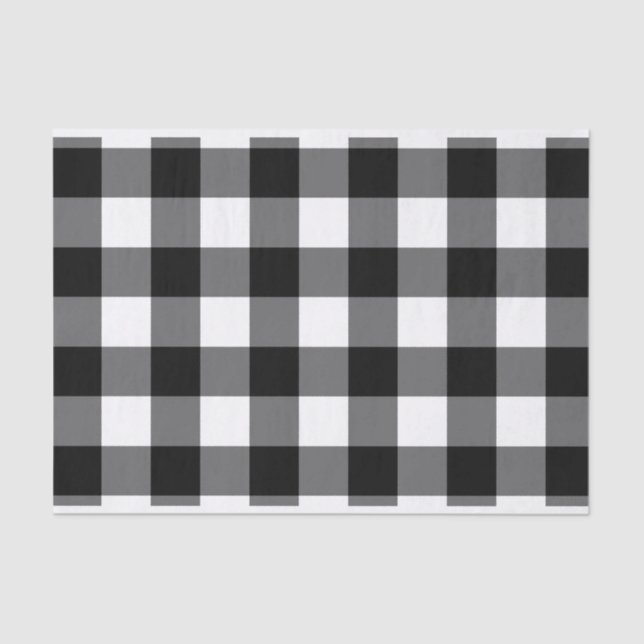 Grosses, schwarz-weißes Gingham-Papier Seidenpapier (Vorderseite)