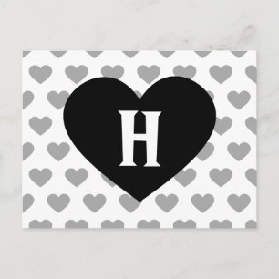 Grosses schwarzes Herz - Monogramm Postkarte