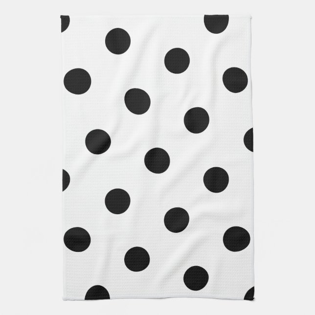 Grosses schwarzes Polka Dot-Muster - Farbweiß Geschirrtuch (Vertikal)