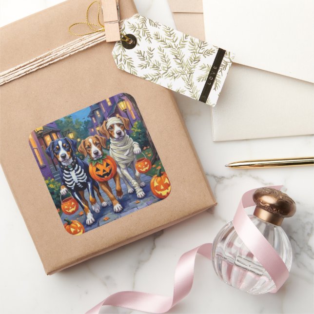 Grosses Schweizer Bergtrick-oder-Treating Hallowee Quadratischer Aufkleber (Schenken)