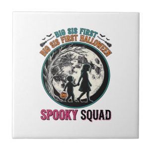 Großes Schwester Halloween-Shirt für ihre erste gr Fliese