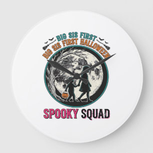 Großes Schwester Halloween-Shirt für ihre erste gr Große Wanduhr