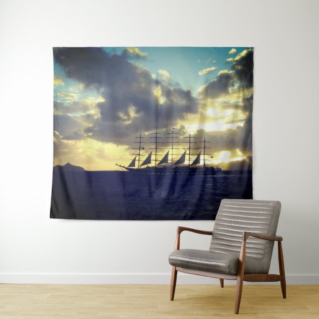 Großes Segelboot Wandteppich (Beispiel (Horizontal))