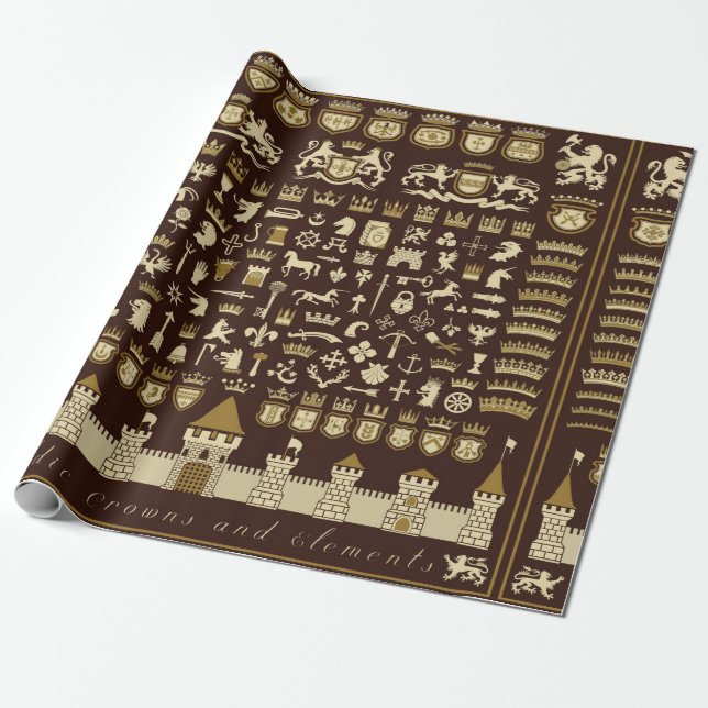 Grosses Set heraldischer Elemente.  Geschenkpapier (Ungerollt)