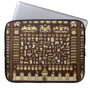 Grosses Set heraldischer Elemente. Laptopschutzhülle