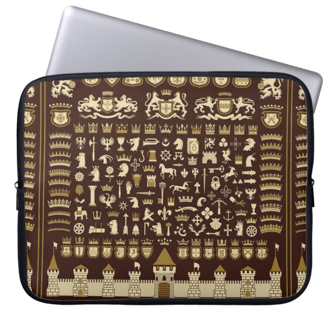 Grosses Set heraldischer Elemente.  Laptopschutzhülle (Vorderseite)