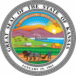 Großes Siegel des Staat von Kansas Freistehende Fotoskulptur