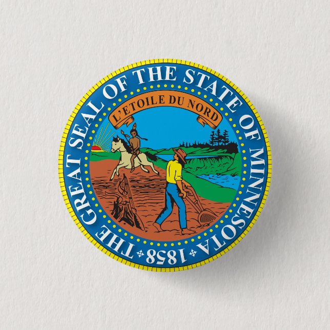 Grosses Siegel des Staat von Minnesota Button (Vorderseite)
