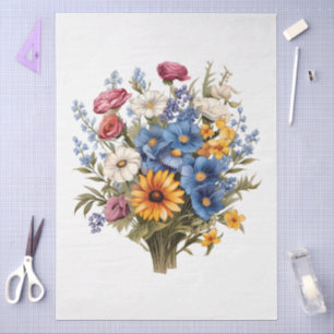 Großes Sonnenblumen- und gemischtes Blumenstrauß-D Seidenpapier